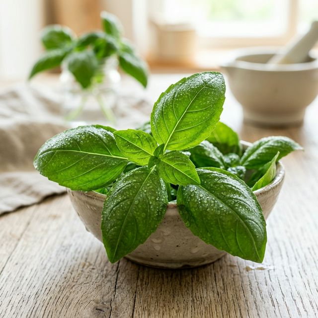 Basil growing in a home garden