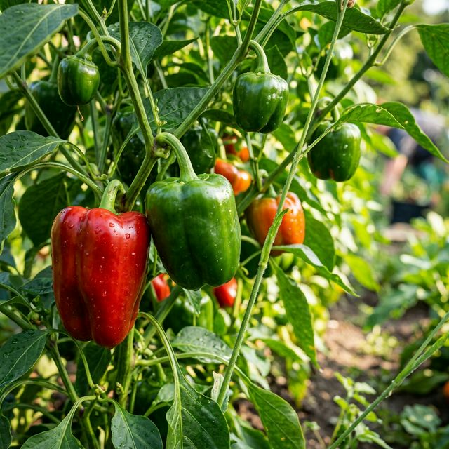 Bell Pepper growing in a home garden