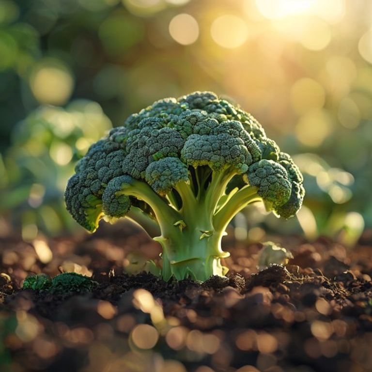 Broccoli growing in a home garden