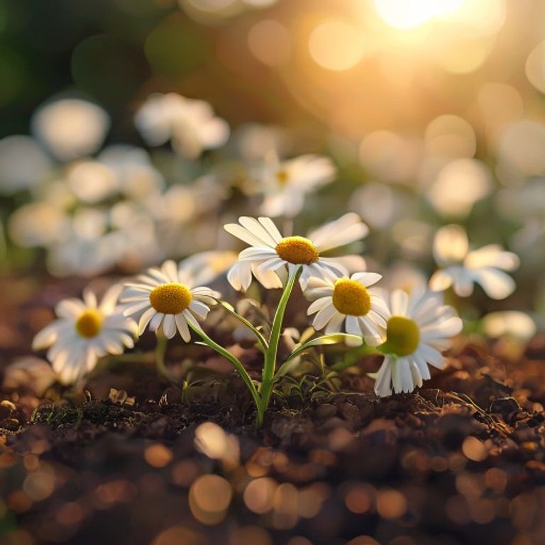 Chamomile growing in a home garden