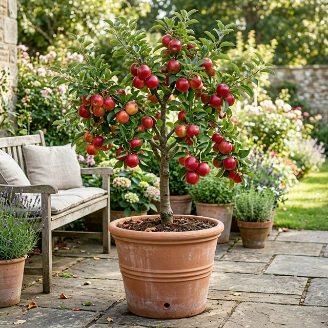 Dwarf Apple growing in a home garden