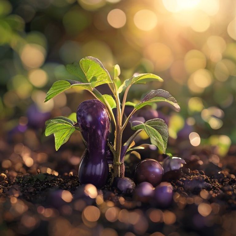 Eggplant growing in a home garden