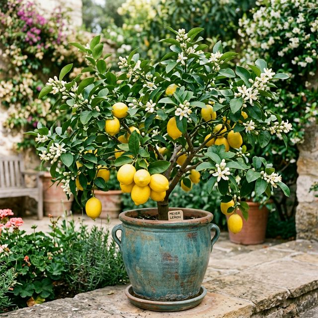 Meyer Lemon growing in a home garden