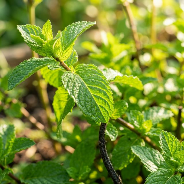Mint growing in a home garden