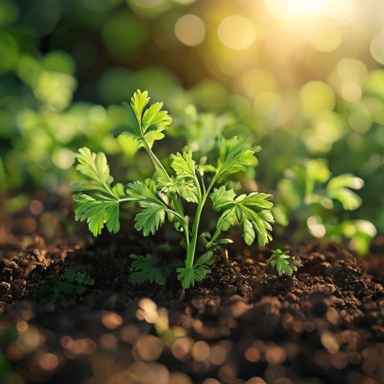 Parsley growing in a home garden