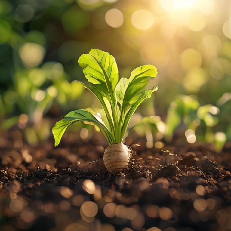 Parsnip growing in a home garden