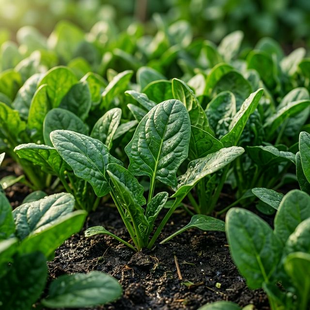 Spinach growing in a home garden