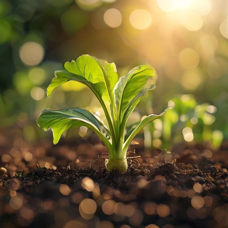 Turnip growing in a home garden